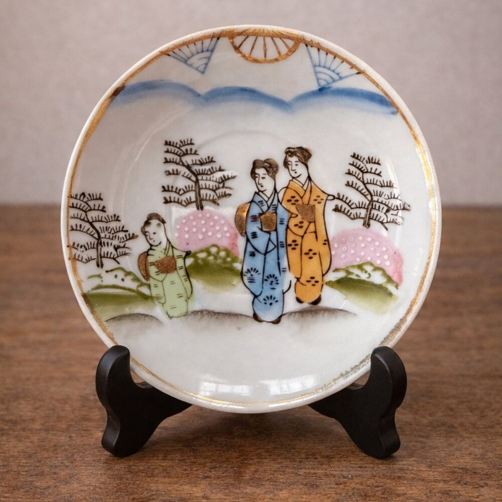 Occupied‎ Japan Hand Painted Geisha Porcelain Dish 1940s